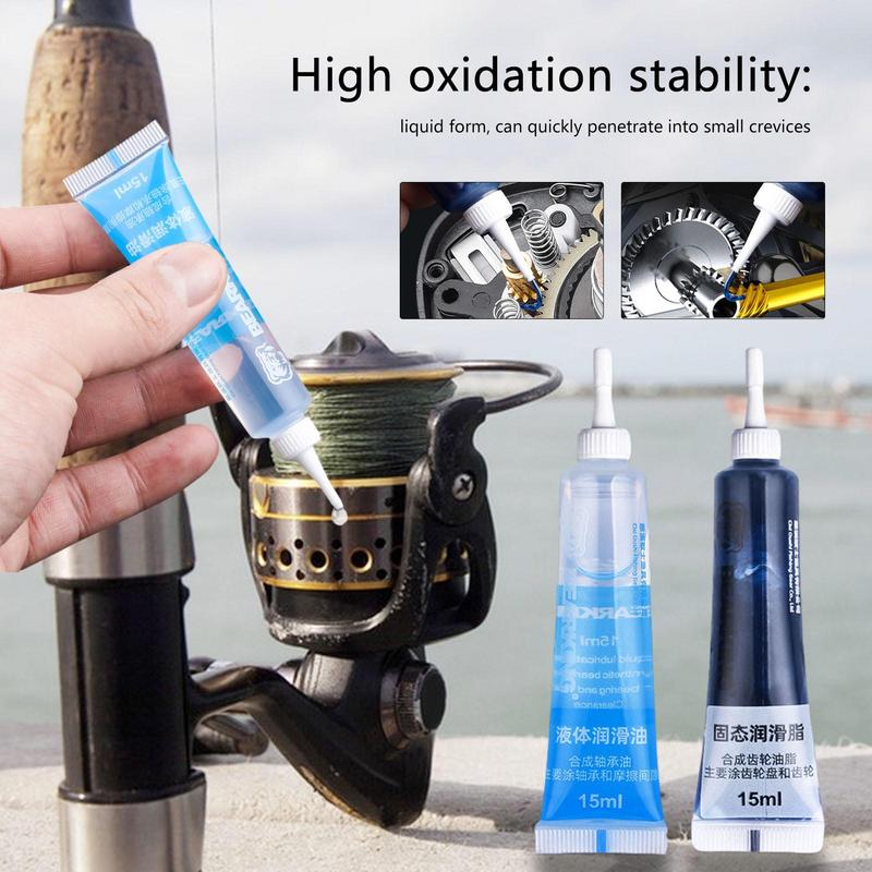 Reel Lubricant - 釣り用リールオイルとプルベイトパック,潤滑剤,リールクリーナー,バスティンググリース,すべてのタイプの釣りリール,15ml, 2個