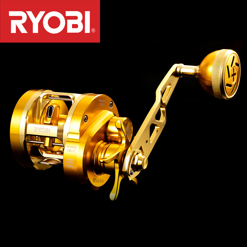 Ice Fishing Reel - 日本リョービVARIUSヴァリウスゴールド鉄板リールフルメタルスロージギングドラムリール（船釣り用）