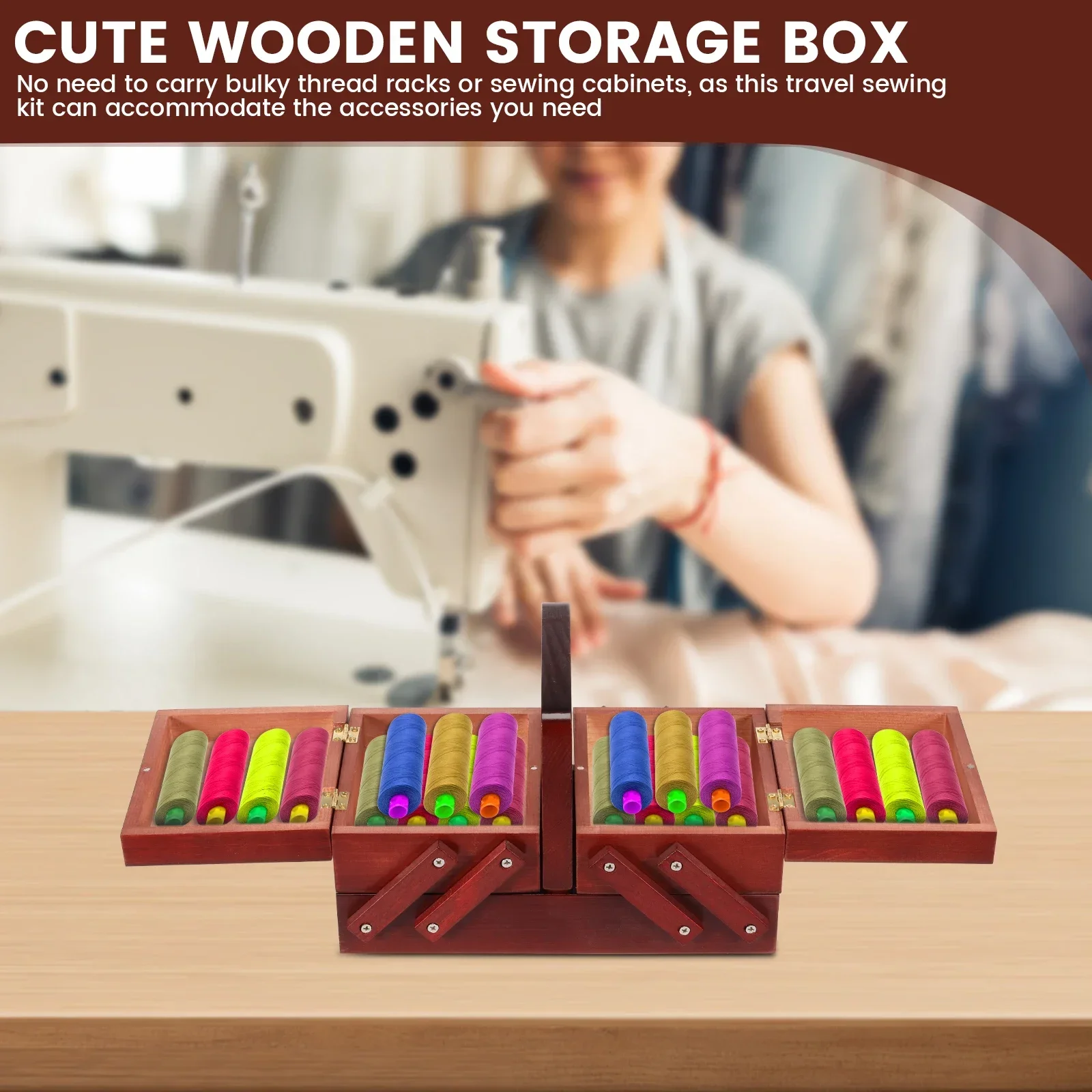 拡張可能な縫製糸箱木製ヴィンテージボビン空の縫製リールバスケ - Reel Handle のレビューと価格