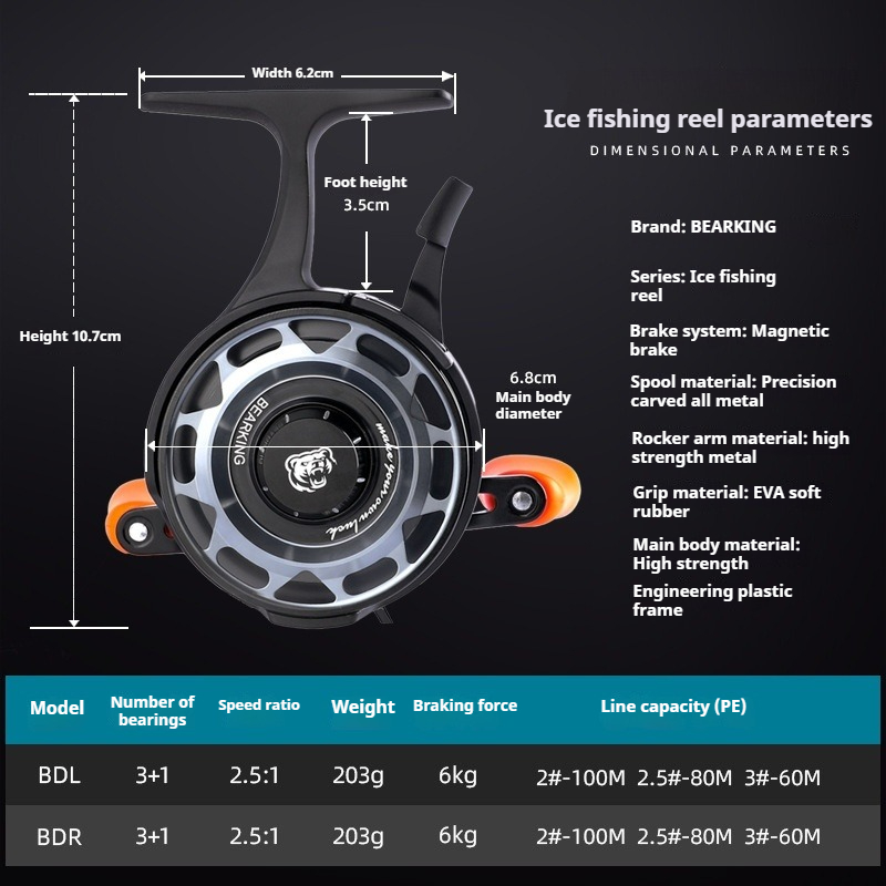 冬の氷釣りリール、磁気ブレーキ付きマイクロフロントドラッグス - Ice Fishing Reel のレビューと価格